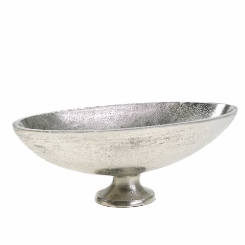 Floristik24 Oval skål med silvermetallbas 20,5 cm H7 cm