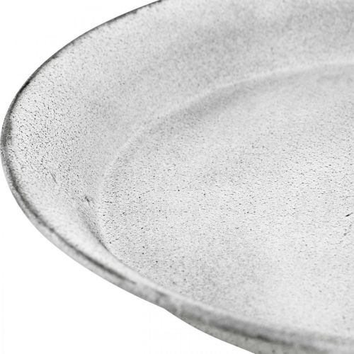 Floristik24 Dekorskål med fot dekorativ tallrik metall vit Ø22cm H15,5cm