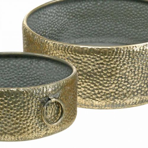 Artikel Dekorativ skål i antik utseende metallkruka gyllene Ø37/31cm set om 2
