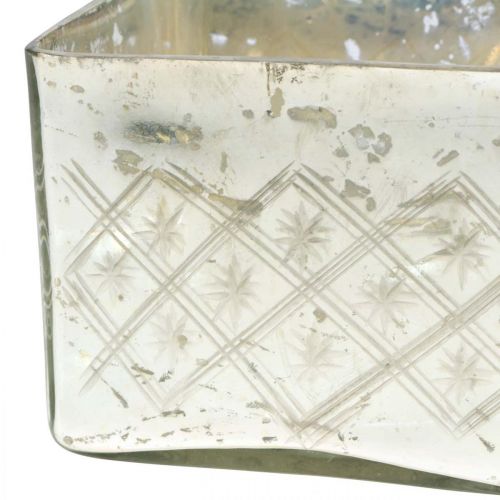 Floristik24 Glasburk med lock shabby glasdekoration champagne 14×14×14,5cm