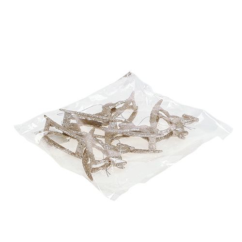 Floristik24 Gänghäst 7,5 cm guld med glitter 6st