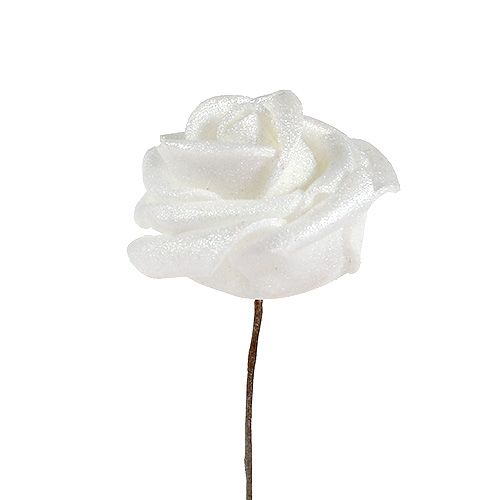Floristik24 Skumrosor vita med pärlemor Ø2,5cm 120 st