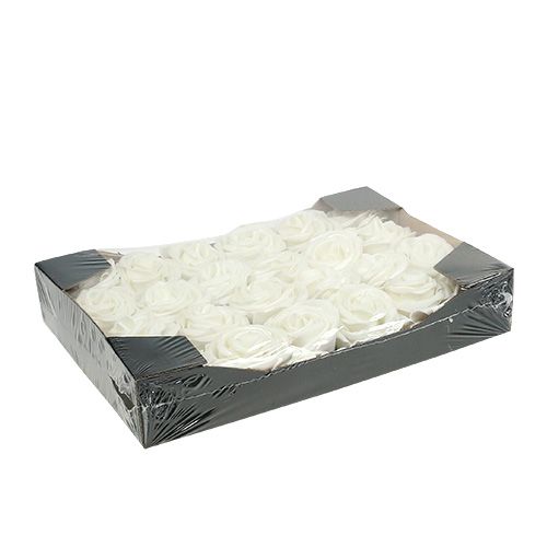 Floristik24 Skumrosor vita med pärlemor Ø6cm 24 st