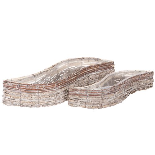 Avlång kruka i pil med folie, dekorativ skål, 45 cm, 1 set köpa | Floristik24.se