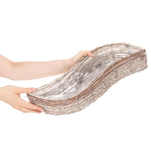 Avlång kruka i pil med folie, dekorativ skål, 45 cm, 1 set | Floristik24.se