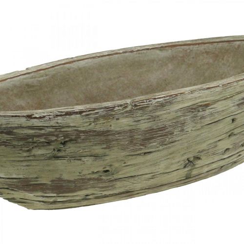 Floristik24 Grytskål oval betong trä ljusbrun 37 × 11,5 cm H10cm