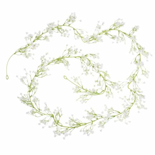 Floristik24 Bröllop dekoration krans gypsophila med ögonlockar vitt 180cm