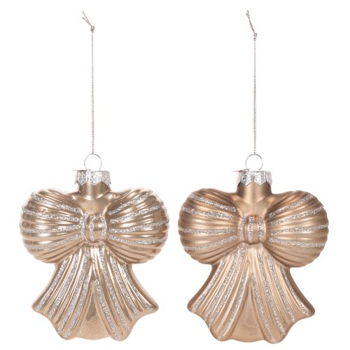 Julgranskulor i glas, rosett för upphängning, 10 cm, 2 stycken | Floristik24.se