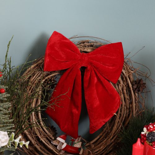 Röd dekorativ rosett som juldekoration, 28 cm, 3 stycken | Floristik24.se