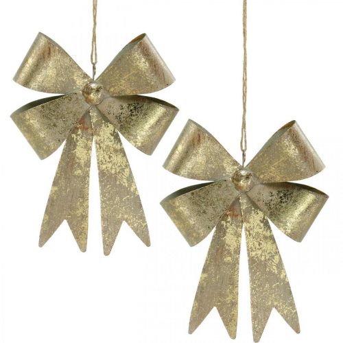 Floristik24 Slingor av metall, julhänget, adventsdekoration gyllene, antikt utseende H18cm B12,5cm 2st