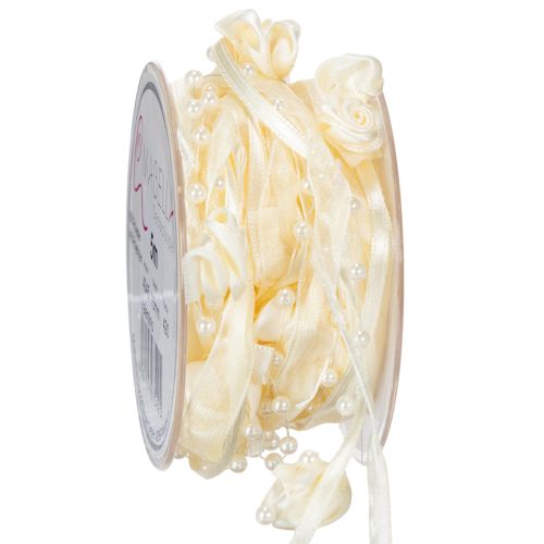 Floristik24 Band Valentino krämfärgat 15mm 5m