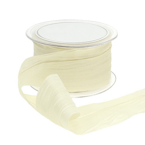 Floristik24 Ribbon cream crash 50mm 20m