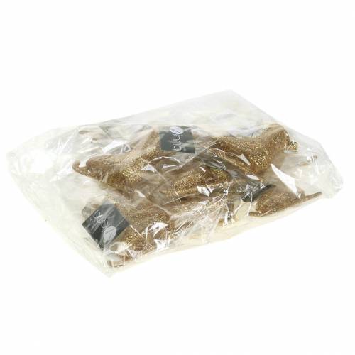 Floristik24 Julgransdekoration skridsko guld, glitter 8cm 12st