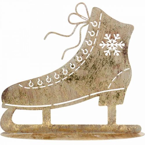 Artikel Metallskridsko, vinterdekoration, dekorativ skridsko, julguld antik look H22,5cm