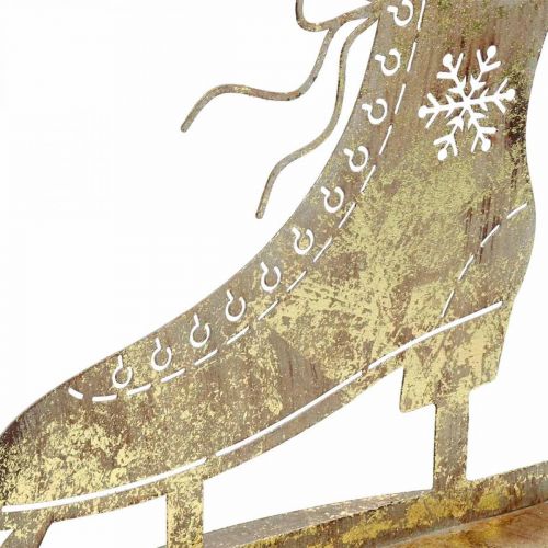 Artikel Metallskridsko, vinterdekoration, dekorativ skridsko, julguld antik look H22,5cm