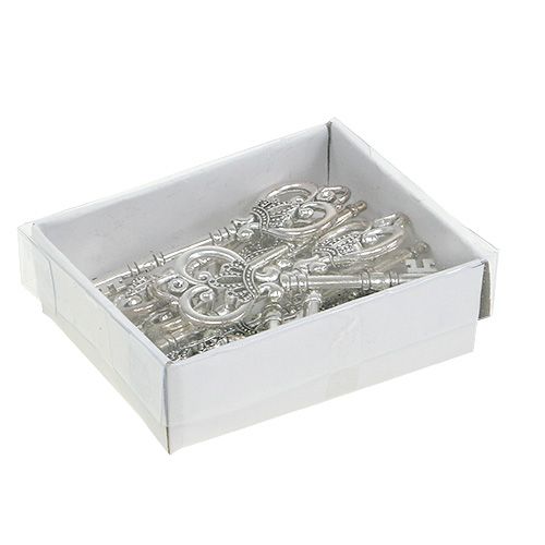 Floristik24 Deco nyckel 8,5 cm silver 12st
