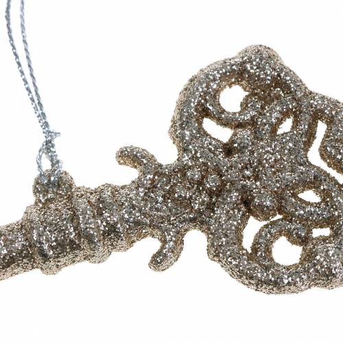 Floristik24 Julgran dekorationer nyckel champagne glitter 14,5 cm 12 st