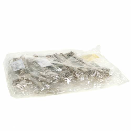 Floristik24 Julgran dekorationer nyckel champagne glitter 14,5 cm 12 st