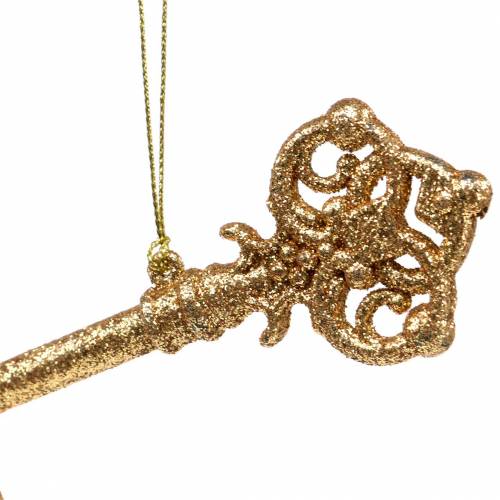 Artikel Julgransdekorationsnyckel guld, glitter 14,5 cm 12st