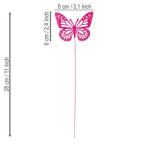 Artikel Dekorativa fjärilar på stjälkar som fina accenter för bord och krukor, 8 cm, 18 stycken