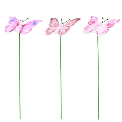 Artikel Butterfly dekorativ plugg trä rosa rosa 8x5,5cm 18 st