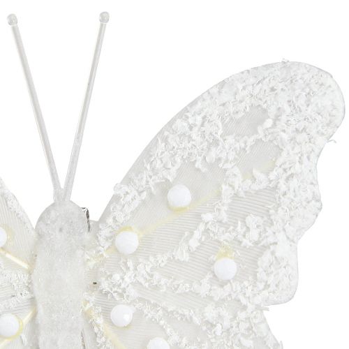 Artikel Fjärilsdekoration i vitt på klämma 7,5cmx7cm 4 st