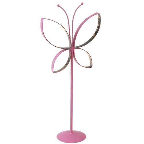 Butterfly Metall Dekorstativ Fuchsia Guld H29cm 2 st