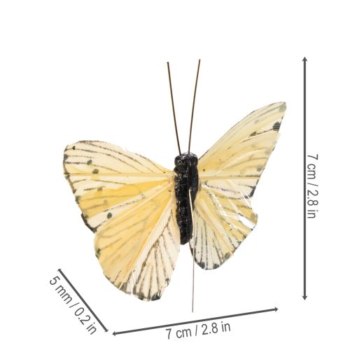 Artikel Dekorativa fjärilar på tråd för färgglada bordsdekorationer, 7 cm, 12 stycken