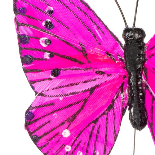 Artikel Dekorativa fjärilar på tråd för färgglada bordsdekorationer, 7 cm, 12 stycken