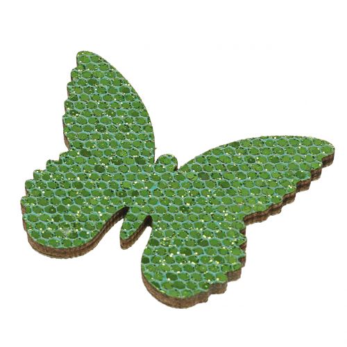 Artikel Scatter dekoration fjärilsgrönt glitter 5/4/3cm 24 st