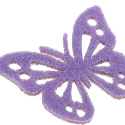 Floristik24 Filtfjärilsbordsdekoration lila vit assorterad 3,5x4,5cm 54 stycken
