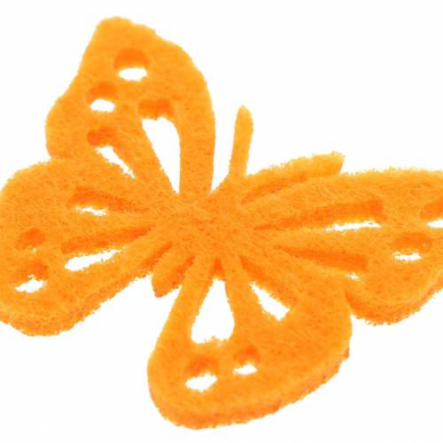 Floristik24 Filt fjärilsbord dekoration gulgrön orange blandade 3,5x4,5 cm 54 stycken