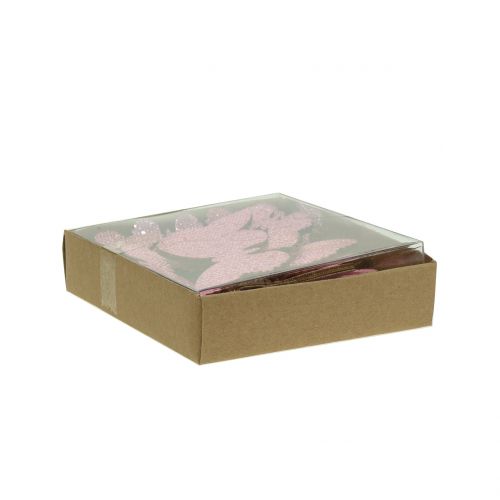 Artikel Scatter dekoration fjärilsrosa glitter 5/4/3cm 24 st