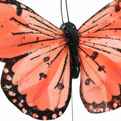 Artikel Fjäderfjäril med tråd färg lax och lila 10cm 12 p