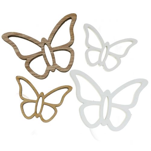 Floristik24 Träfjäril vit/natur 3cm - 4,5cm 48 st