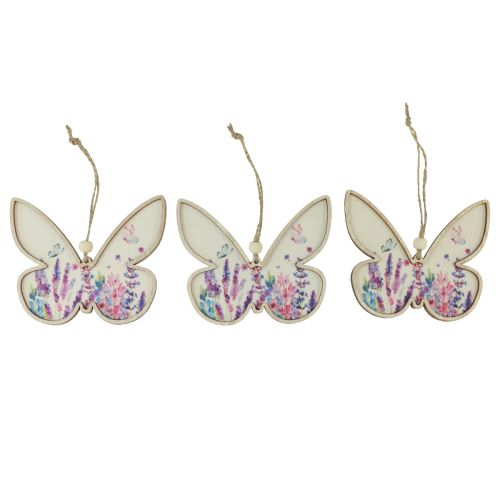 Artikel Butterfly dekorativ hängare i trä linne 11,5x9,5cm 6st