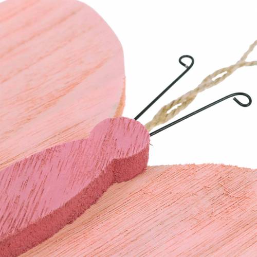 Floristik24 Fjäril för upphängning av trä rosa 13cm x 22cm 2st