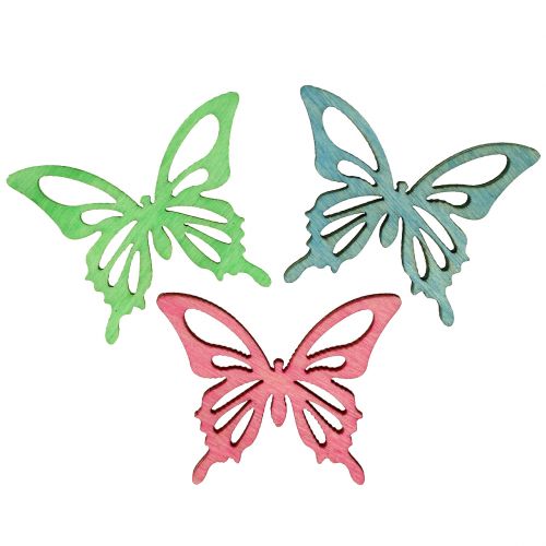 Floristik24 Butterflies Mix Trä Rosa, Grön, Blå 4cm 72 st