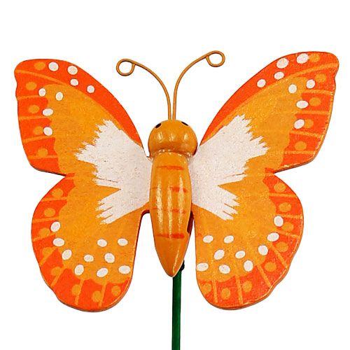 Floristik24 Dekorativ plugg fjäril orange 6,5 cm 24st