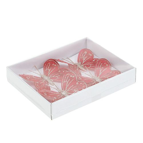 Floristik24 Fjärilar 7 cm röd, glimmer 4st