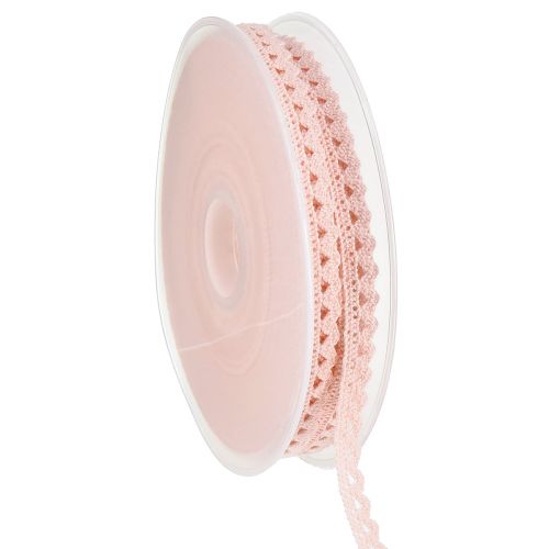 Dekorationsband med virkad spets dekorationsband rosa B9mm L20m