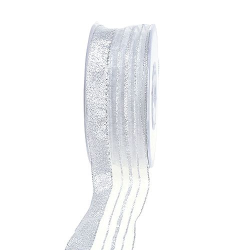 Floristik24 Smyckeband med lurexband silver 40mm 20m