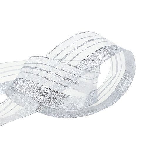 Floristik24 Smyckeband med lurexband silver 40mm 20m