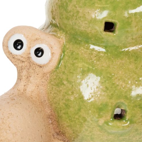 Artikel Dekorativ snigel i keramik med LED-belysning. Rolig borddekoration för hemmet och balkongen. 12 cm, 2 stycken.