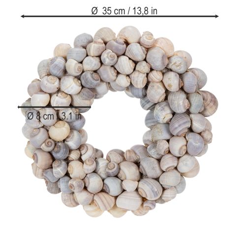 Artikel Snigelkrans för upphängning, dekorativ krans, maritim stil, Nathai, Ø35cm