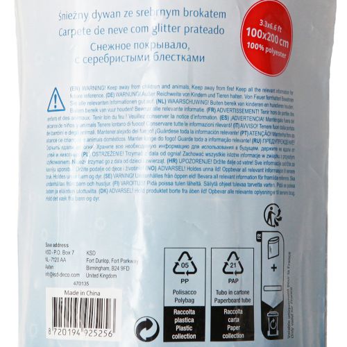 Artikel Snötäcke snömatta vit med glimmer 100×200cm