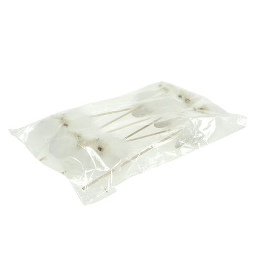 Artikel Snöuggla på träpinne 7cm L28cm 6 st