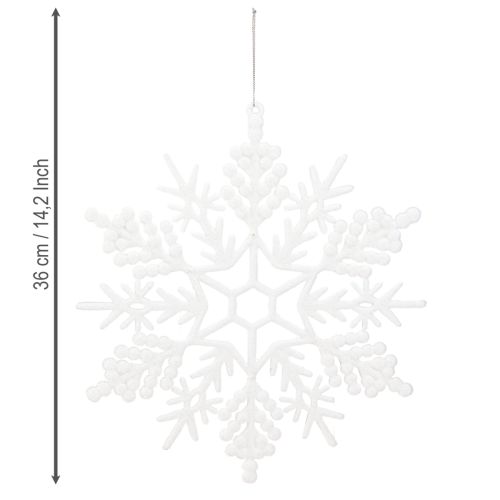 Artikel Snöflingedekoration för upphängning vinterdekoration vit 30cm 3 stycken