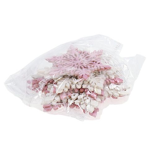 Artikel Snöflingeträ 8-12cm rosa/vit 12st.