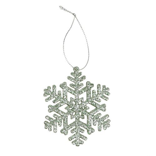 Floristik24 Snöflinga Ø8cm myntgrön med glitter 12st